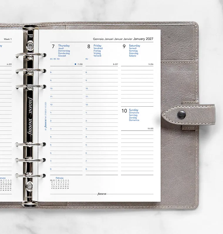 Filofax A5 recharge agenda semainier 2027 multilingue