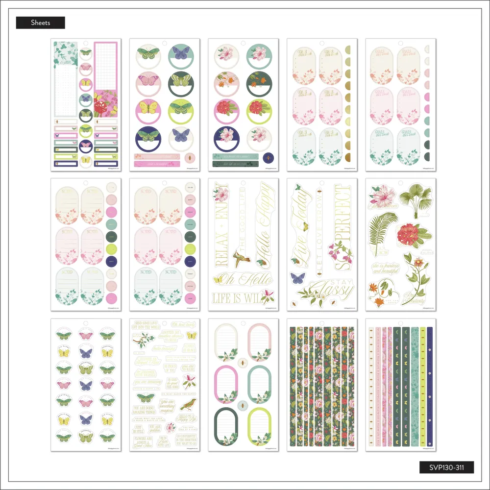 Happy Planner Feathers Flowers stickers dorés 525 pièces