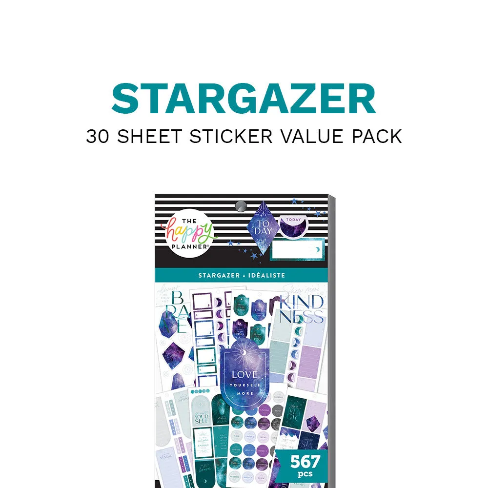 Happy Planner Among Stars stickers galaxy iridescent 567 pièces
