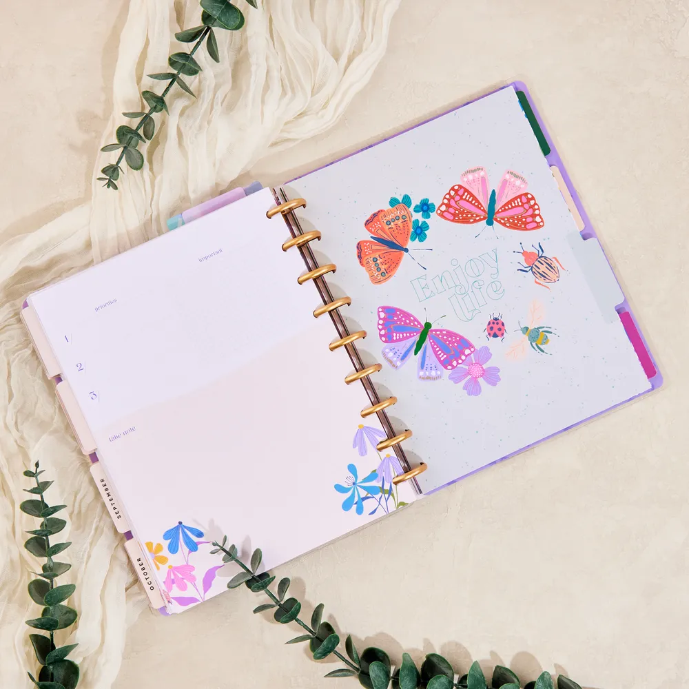 Happy Planner Midnight Botanical extension verticale 6 mois