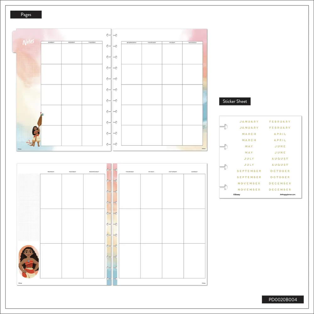 Happy Planner Disney Moana agenda non daté big vertical 12 mois