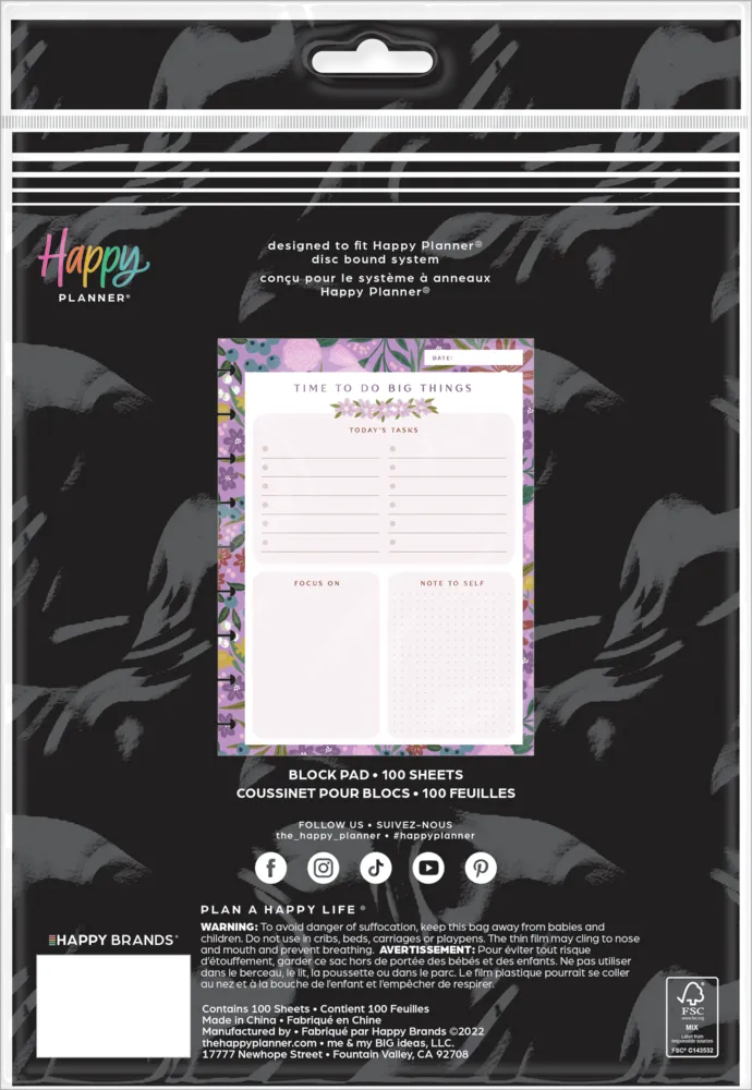 Happy Planner Made to Bloom bloc notes Classic 100 feuilles