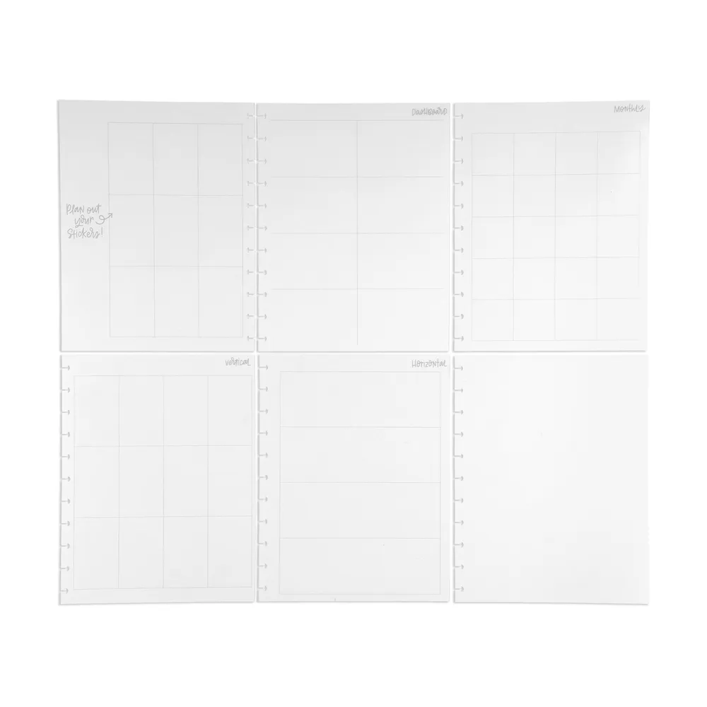 Happy Planner Big guide stickers transparent 10 planches mise en page