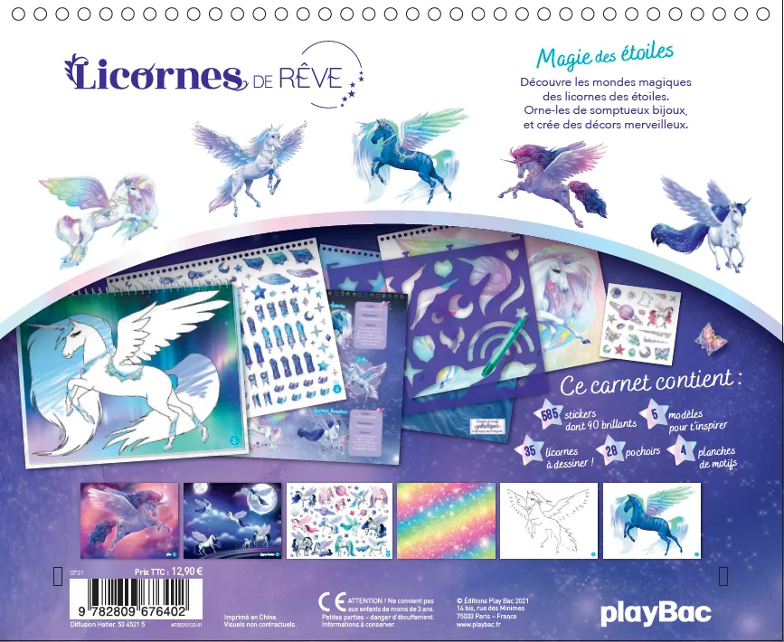 Frigobloc Licornes de rêve Magie des étoiles carnet créatif stickers