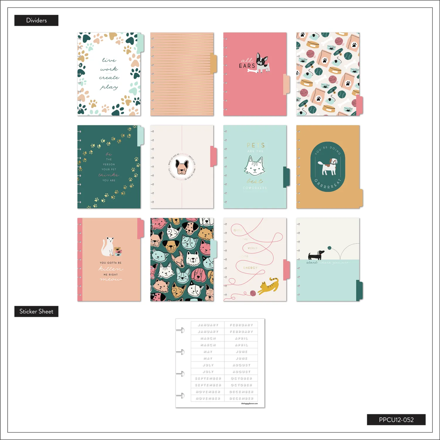 Happy Planner Playful Pets Classic agenda non daté checklist