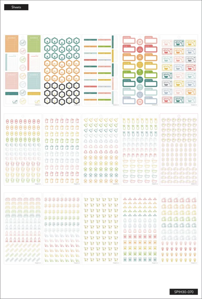 Happy Planner Daily Chores carnet stickers ménage 30 planches