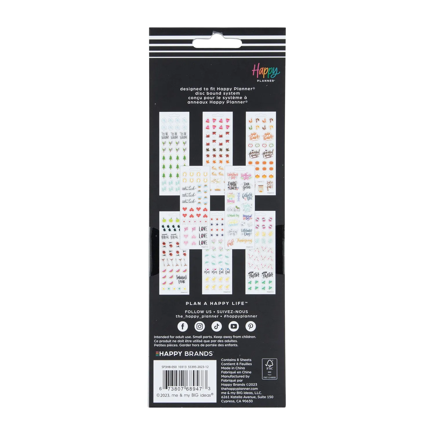 Happy Planner Seasons stickers agenda 8 planches saisonnières