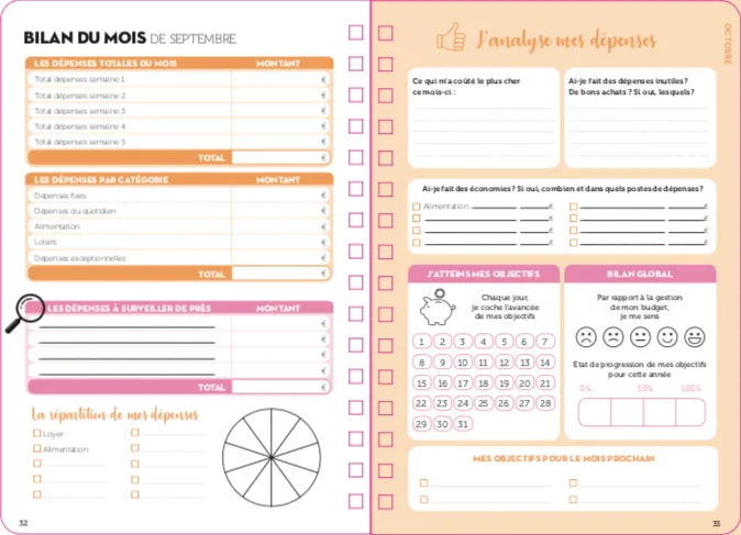 Frigobloc Agenda du budget 2021 agenda familial dépenses mensuelles