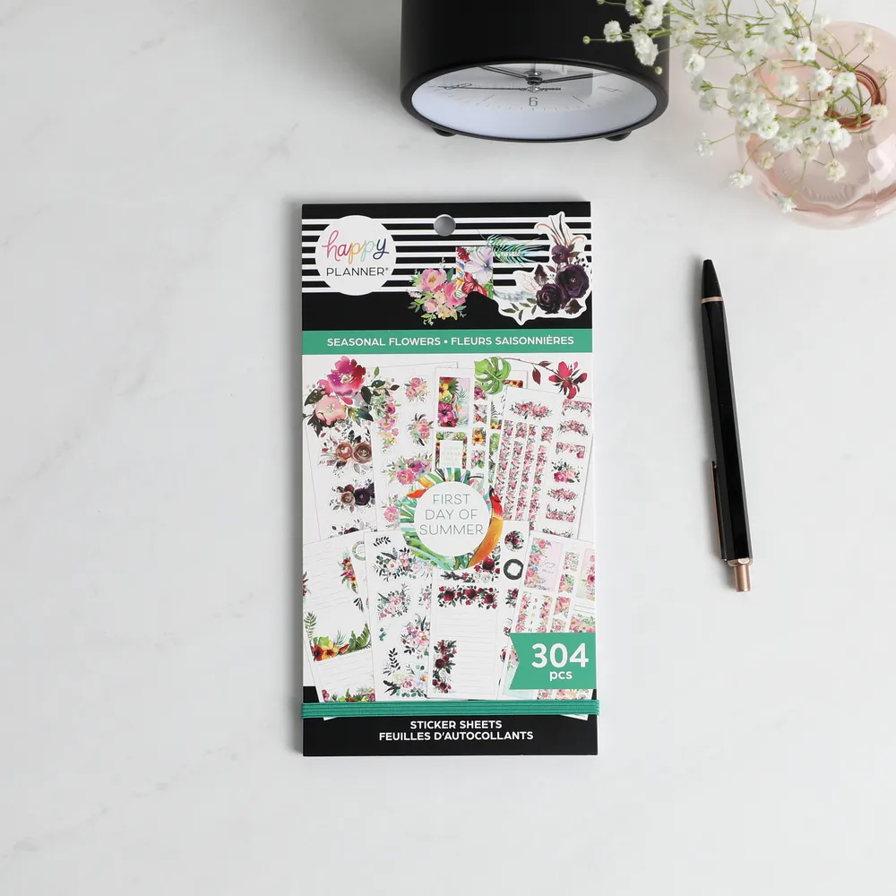 Happy Planner Seasonal Flowers stickers fleurs 304 motifs saisonniers