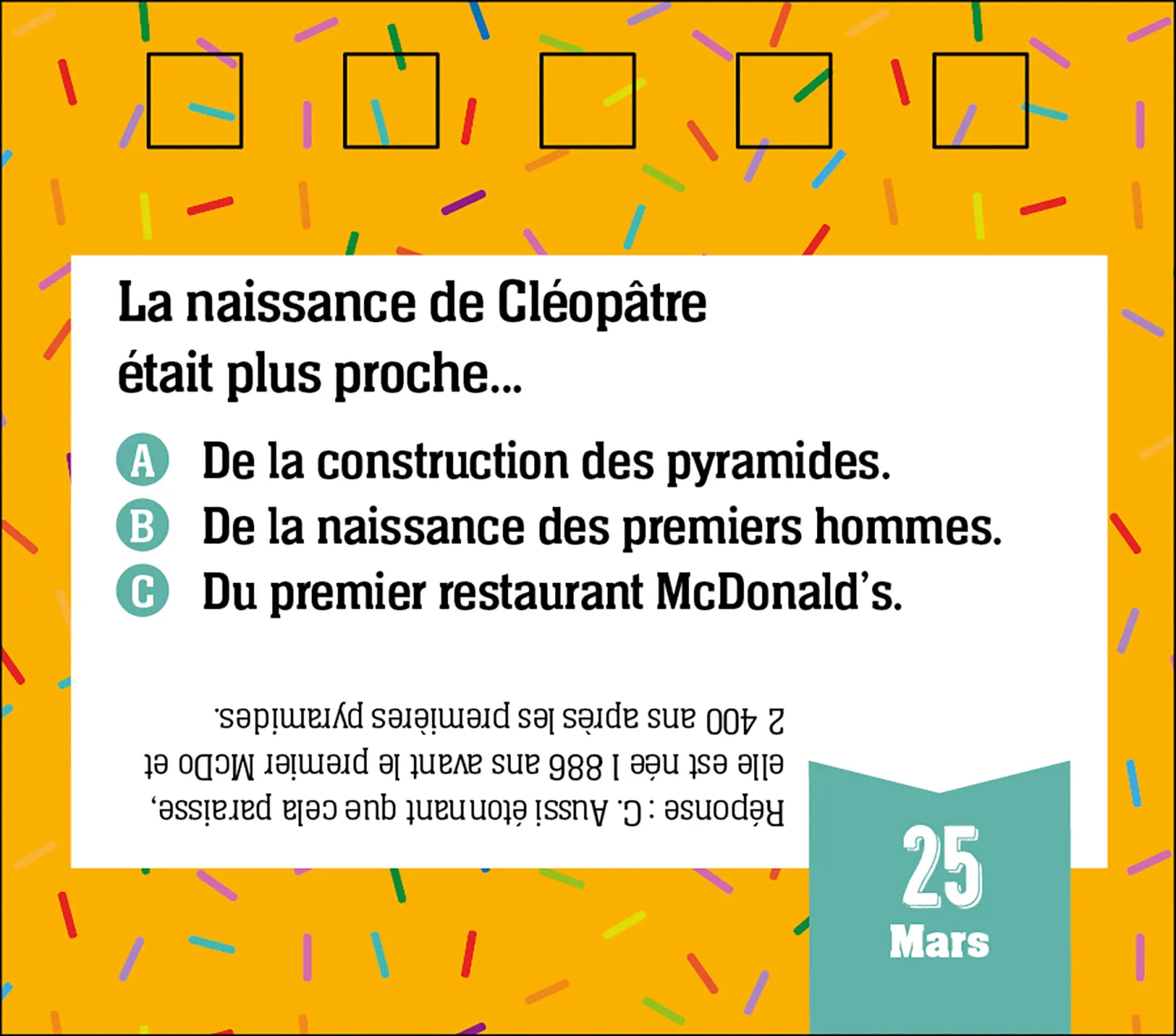 C'était Quand calendrier quiz chevalet 365
