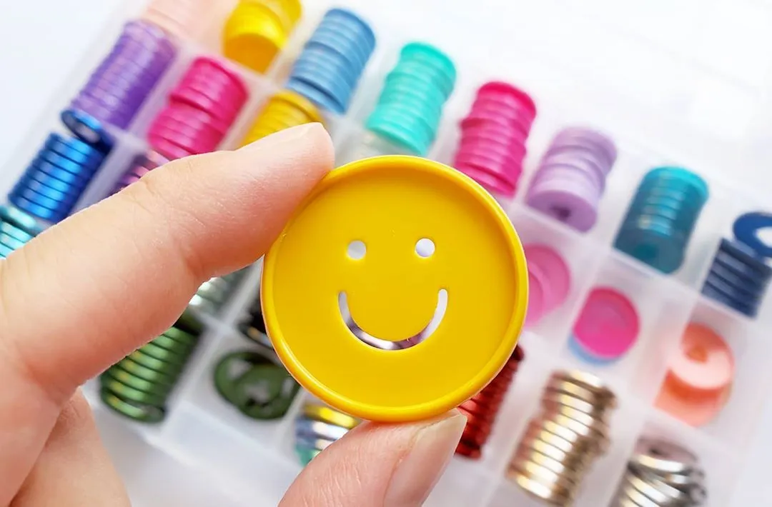 Happy Planner Smiley disques medium jaune doré 11 pièces