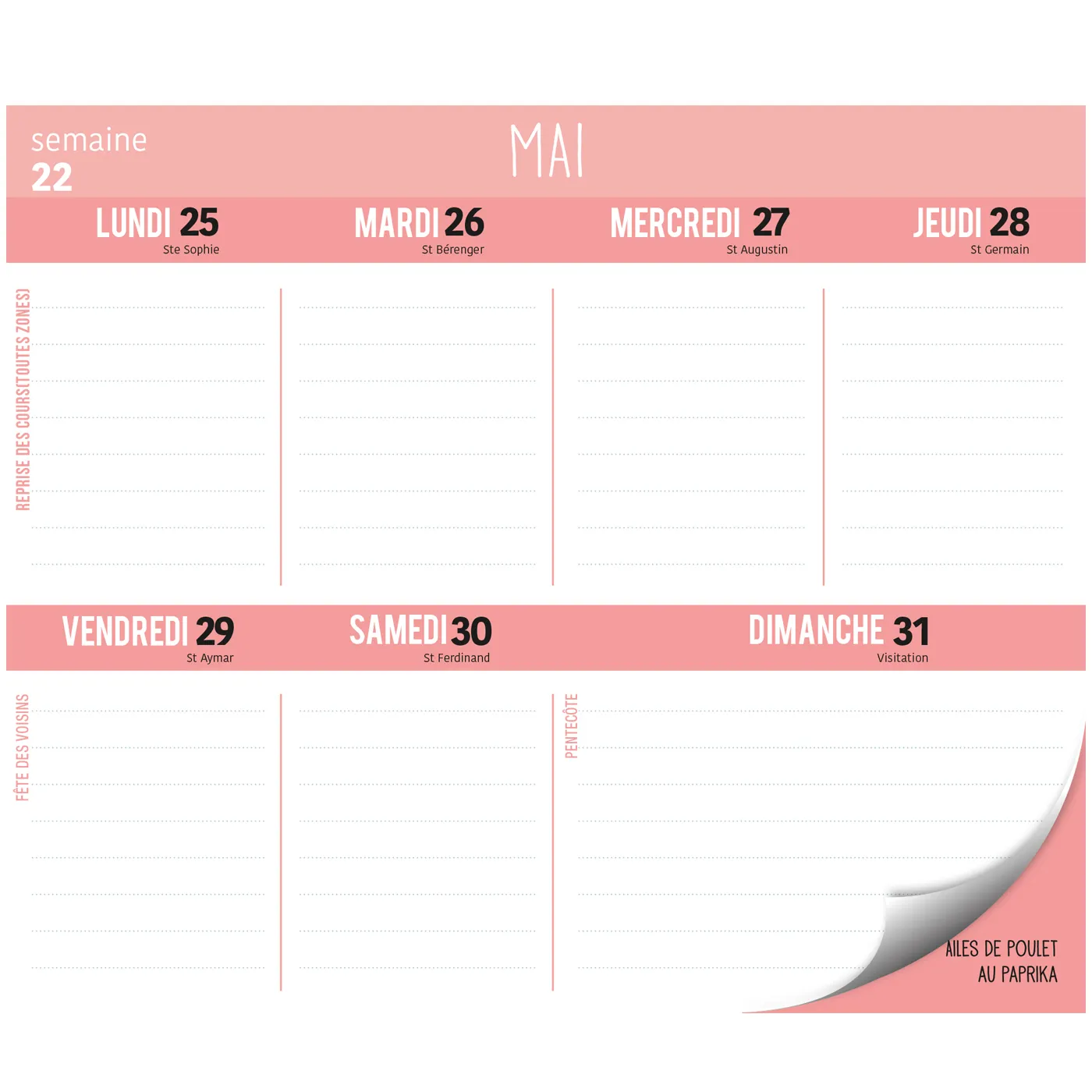 Frigobloc Robot-Cuiseur 2020 calendrier familial aimanté recettes