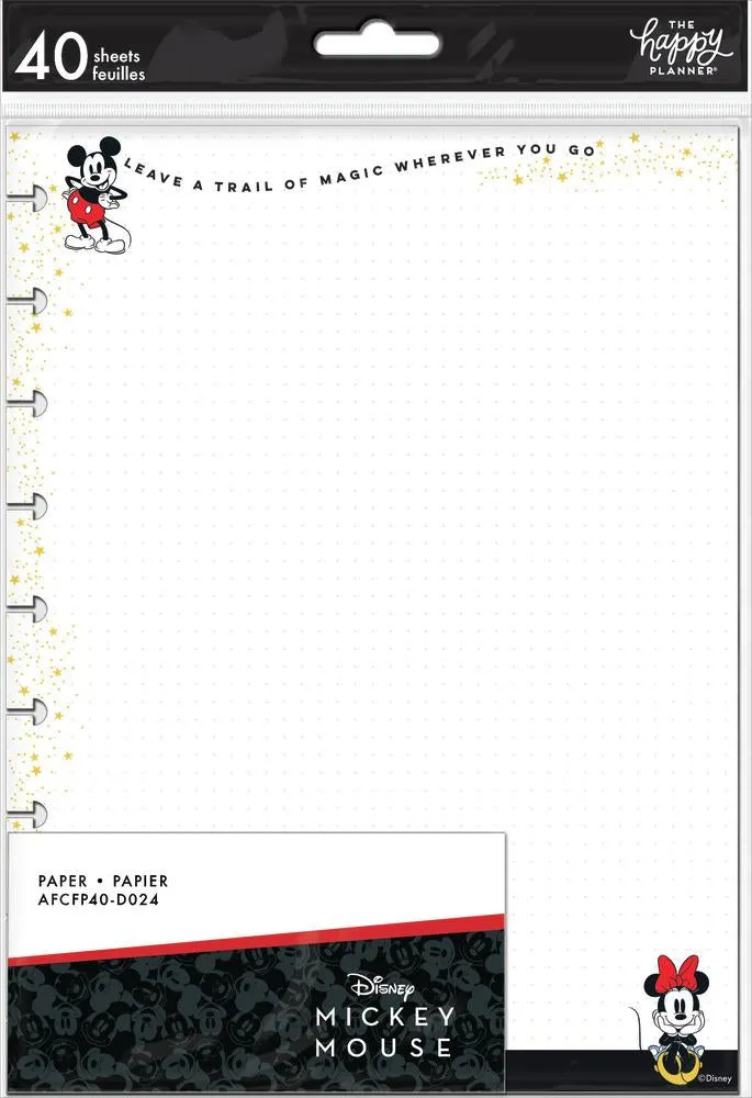 Happy Planner Mickey Minnie recharge papier pointillé 40 feuilles