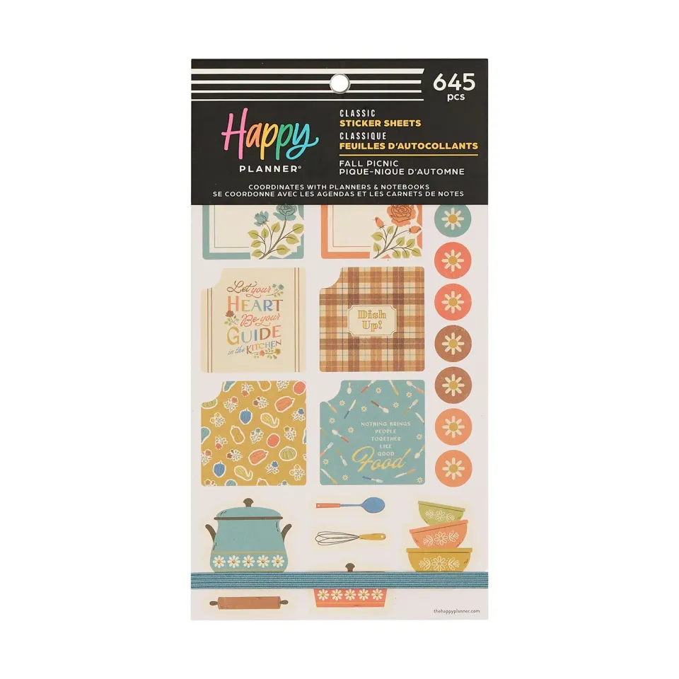 Happy Planner Fall Picnic stickers repas 30 planches
