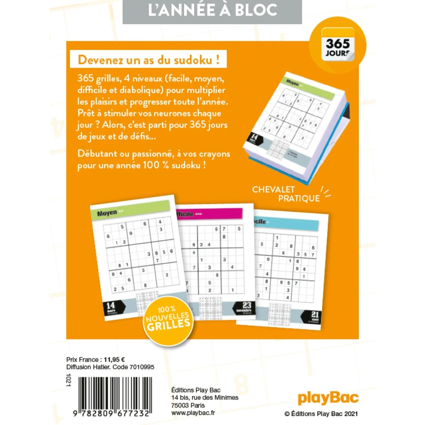 Frigobloc Année à bloc Sudoku 365 jours calendrier 4 niveaux