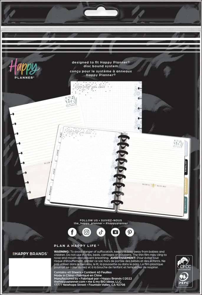 Happy Planner Homesteader Classic recharge papier ligné 40 feuilles