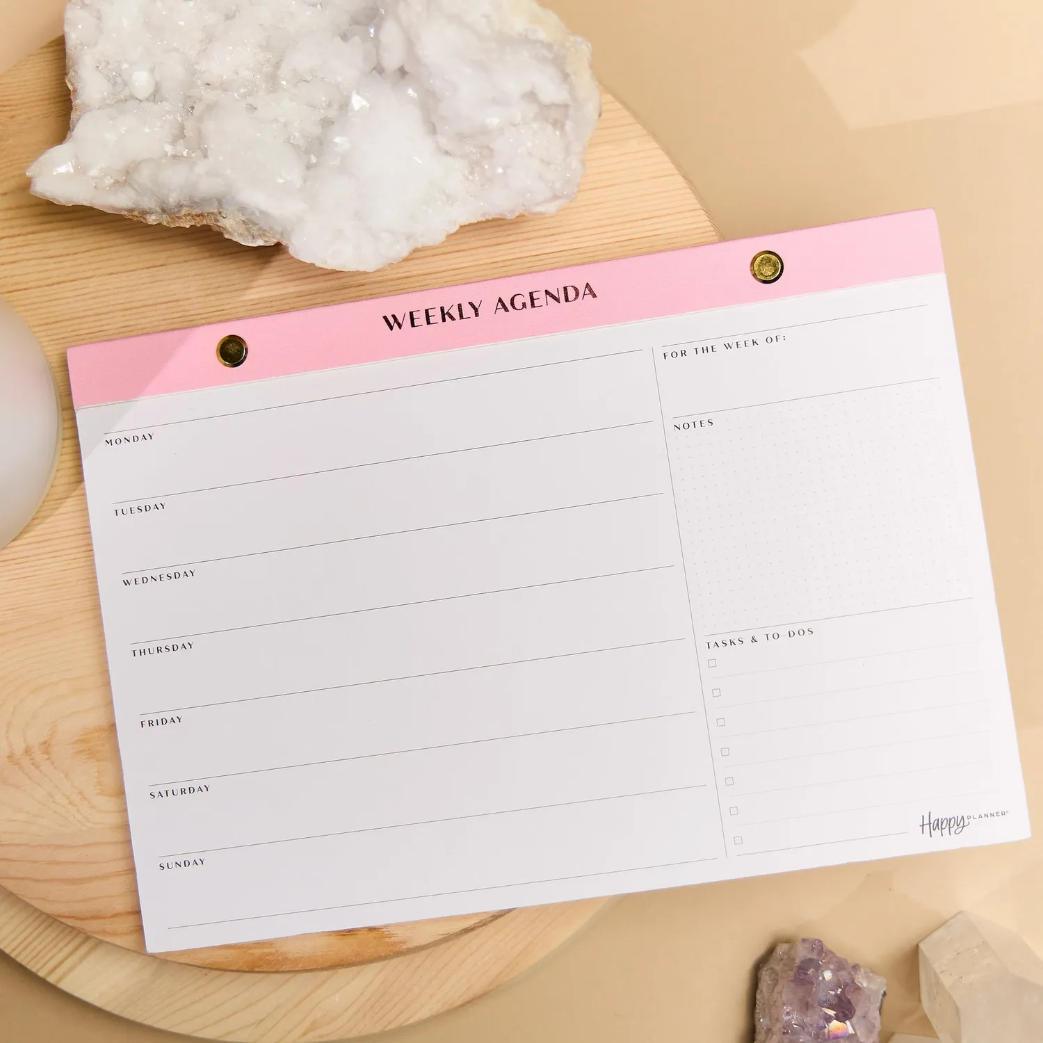 Happy Planner Blushed calendrier bureau hebdo non daté doré