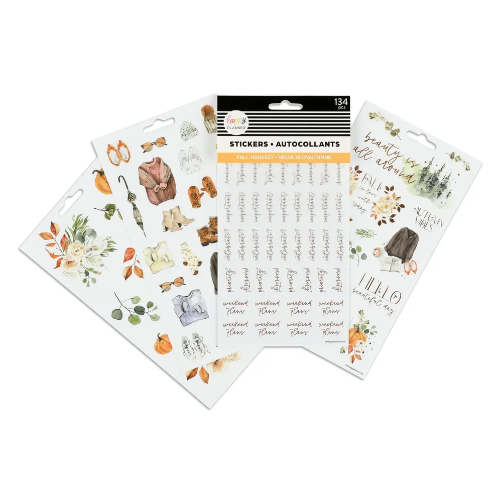 Happy Planner Fall Harvest stickers 5 feuilles 134 pièces