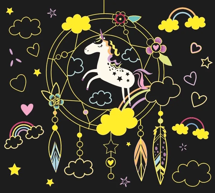 Frigobloc Attrape-rêves Licorne cartes à gratter phosphorescentes