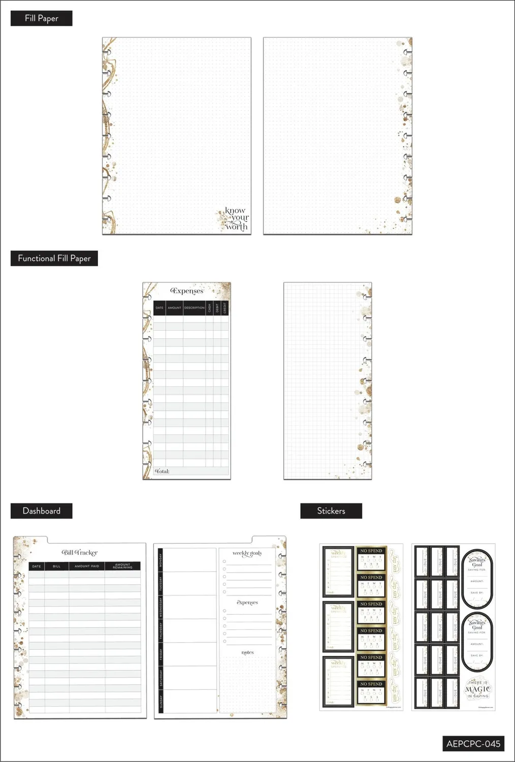 Happy Planner Know Your Worth Budget kit planner Classic