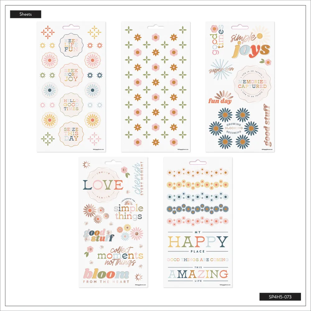 Happy Planner Simple Joys stickers agenda 5 planches doré