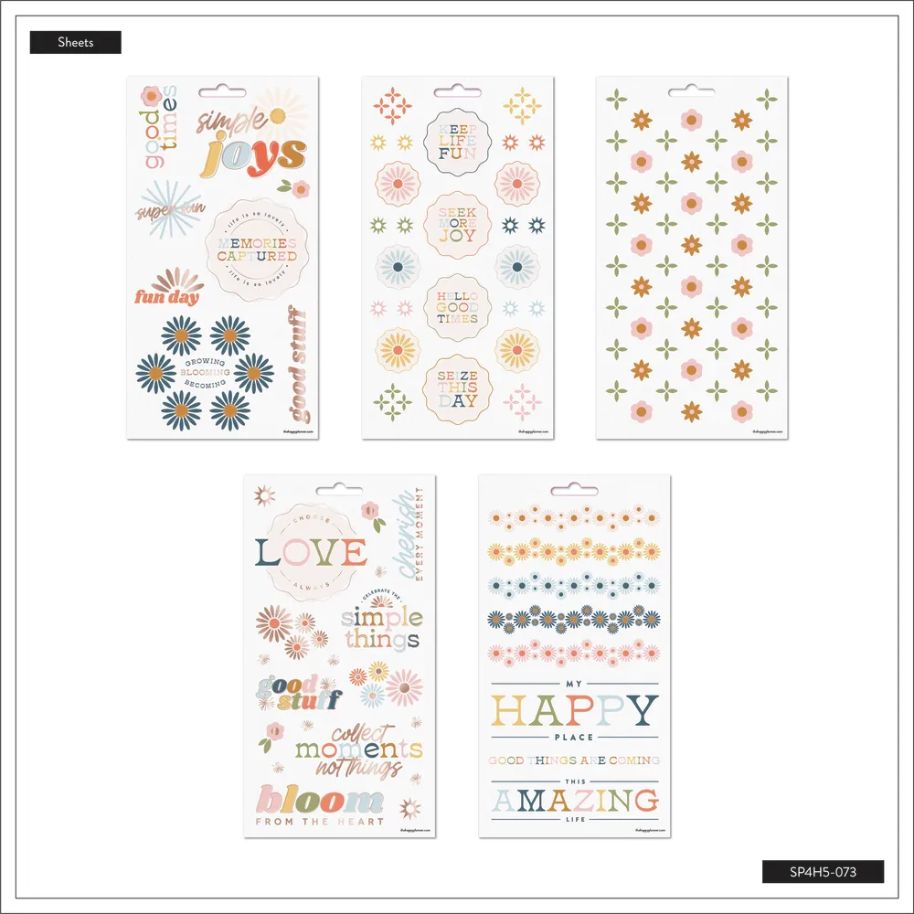 Happy Planner Simple Joys stickers agenda 5 planches doré