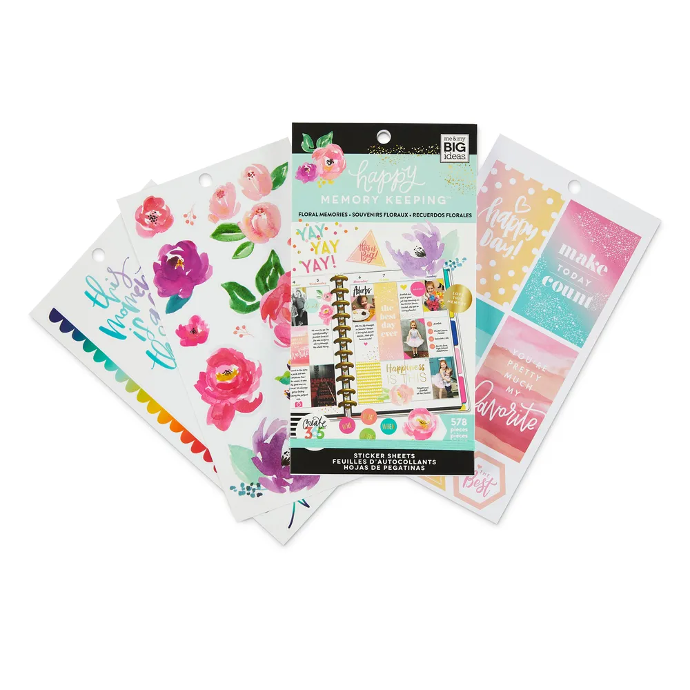 Happy Planner Floral Memories BIG stickers 578 pièces aquarelle