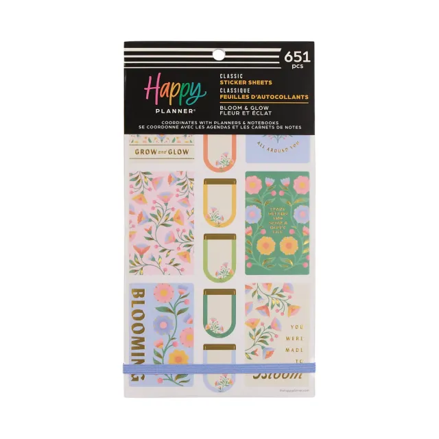 Happy Planner Bloom & Glow stickers Classic 30 feuilles floral