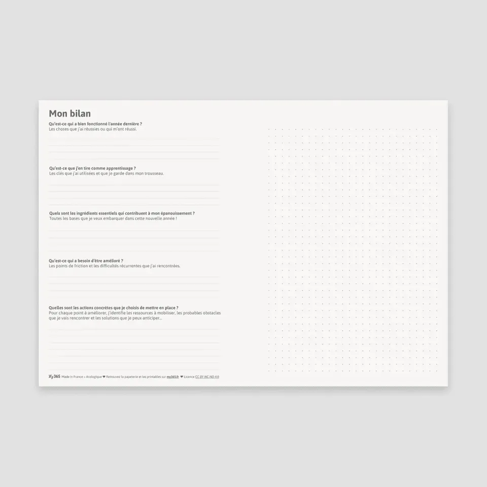 My365 PDF Mon bilan fiche à imprimer annuel