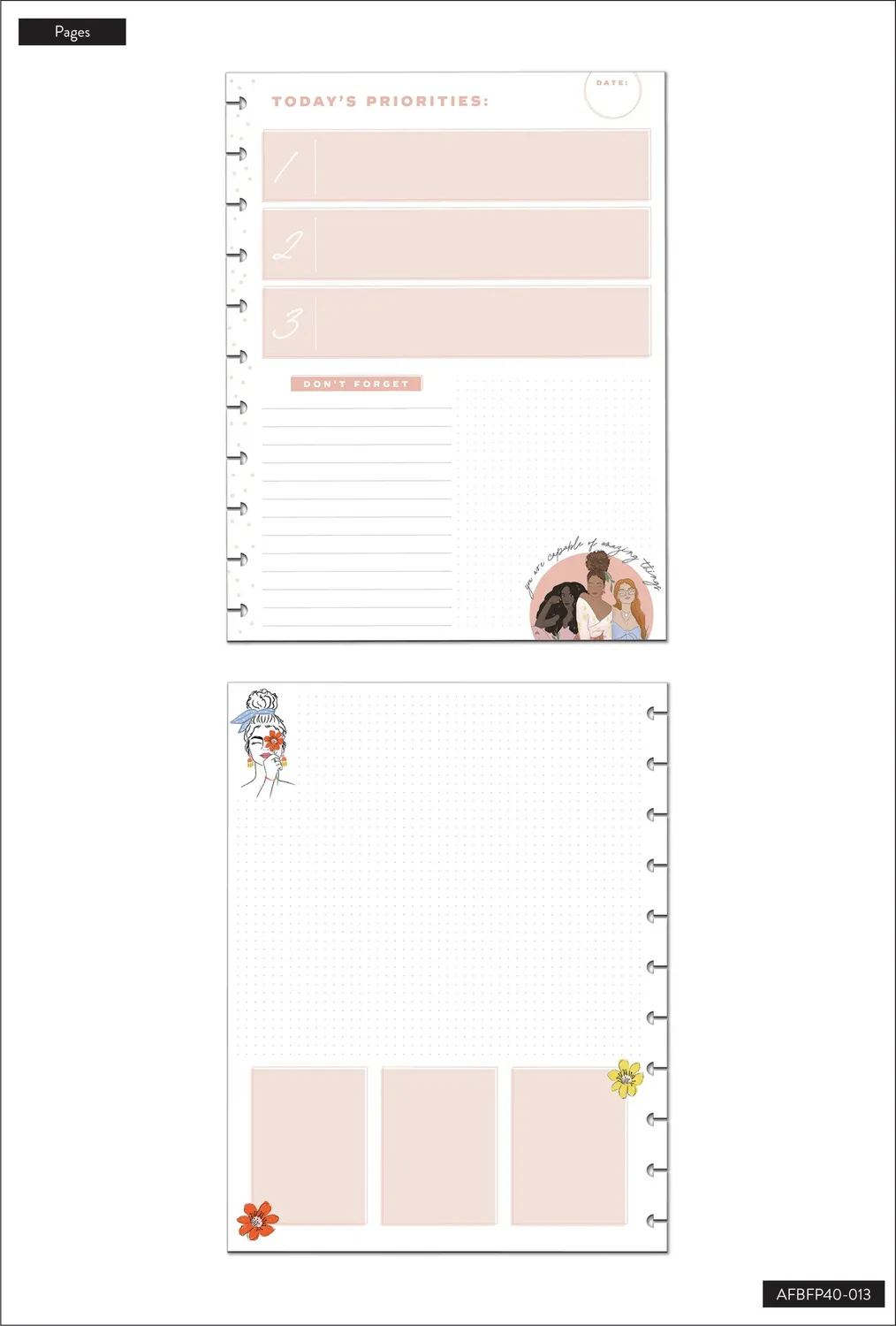Happy Planner Spoonful of Faith Big recharge agenda 40 feuilles priorités