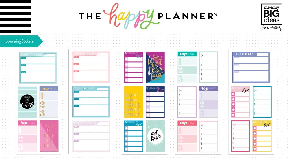 Happy Planner Flip stickers productivité 25 pièces