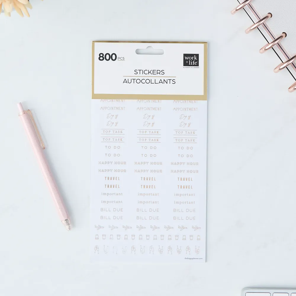 Happy Planner Work + Life Onyx stickers travail 8 planches
