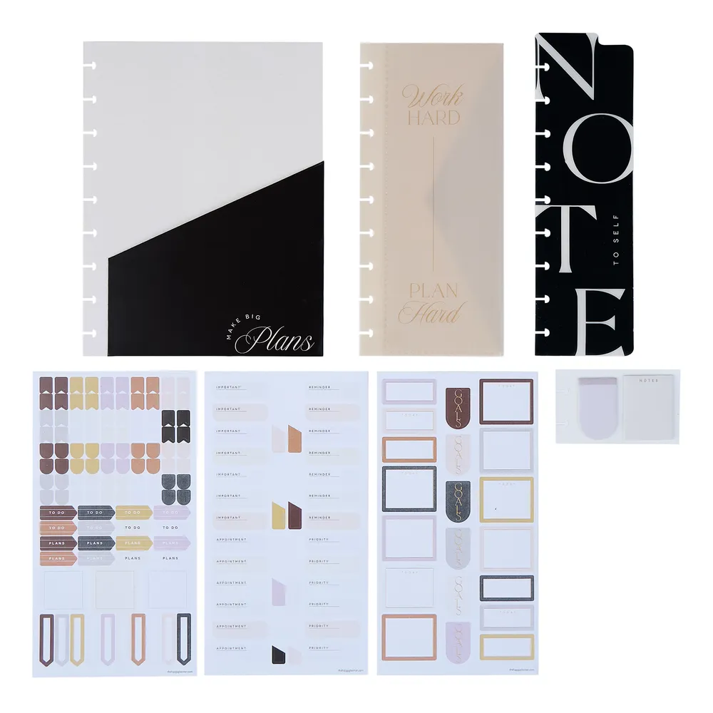 Happy Planner Classic Neutral Chic kit accessoires 7 pièces