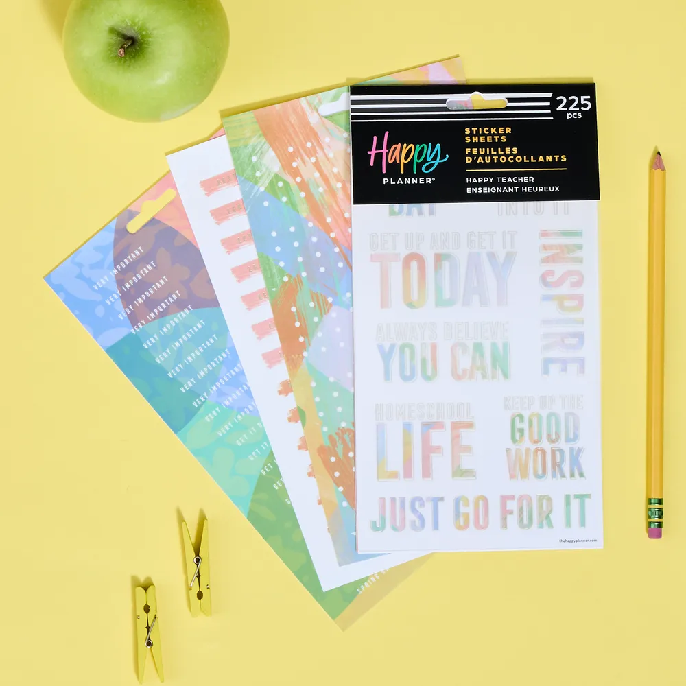 Happy Planner Happy Teacher autocollants 5 feuilles 225 pièces