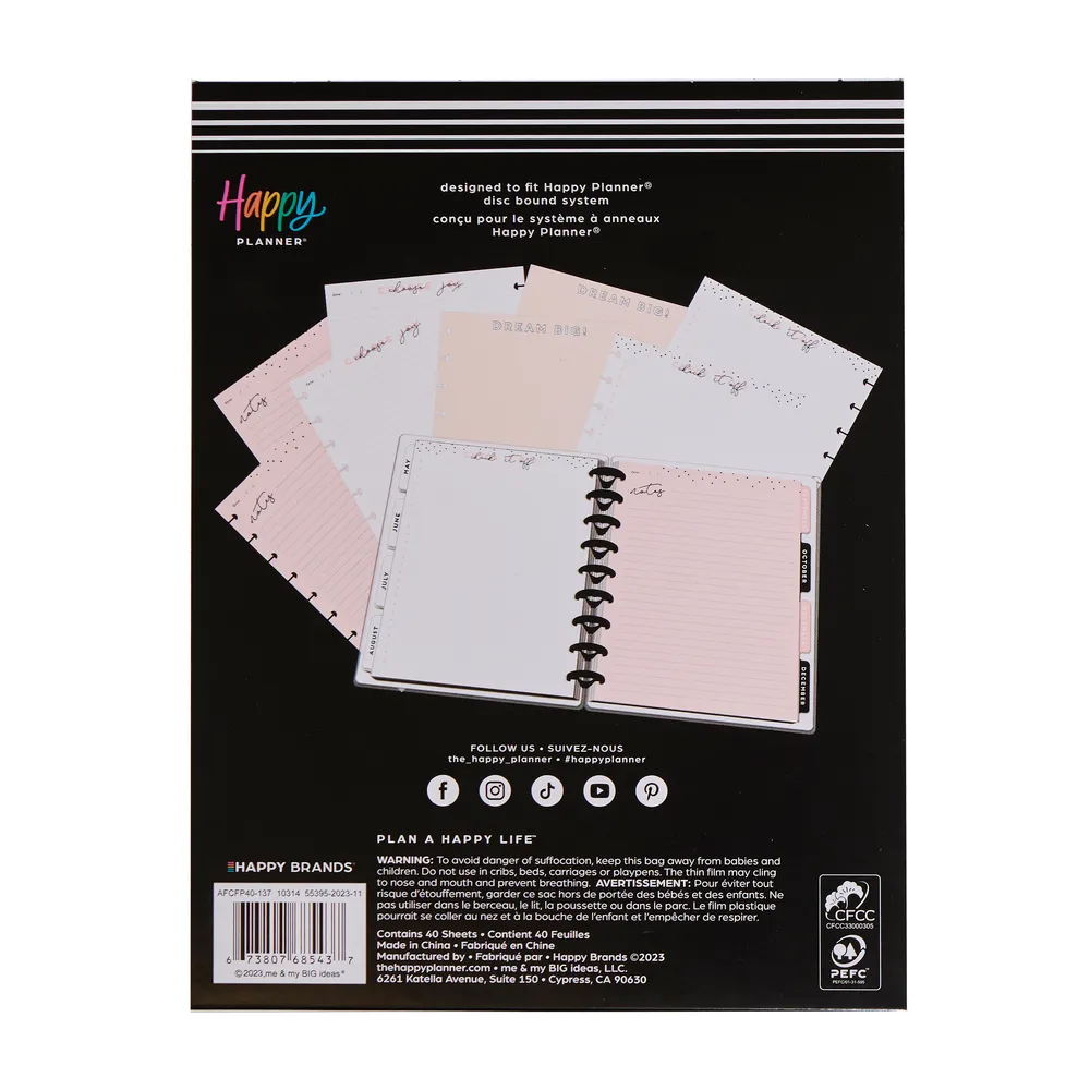 Happy Planner Simple Essentials Classic recharge papier 40 feuilles pointillées