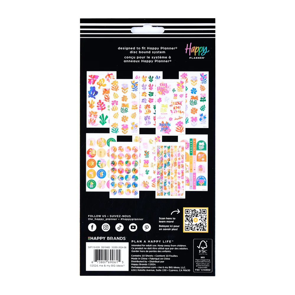 Happy Planner Vivid Tropics stickers 10 planches 171 pièces