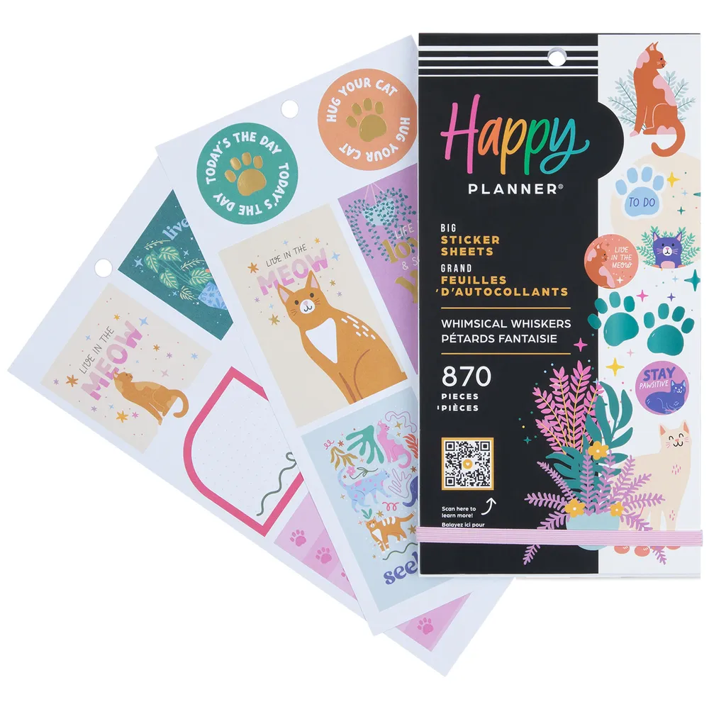 Happy Planner Whimsical Whiskers stickers chat Big 870