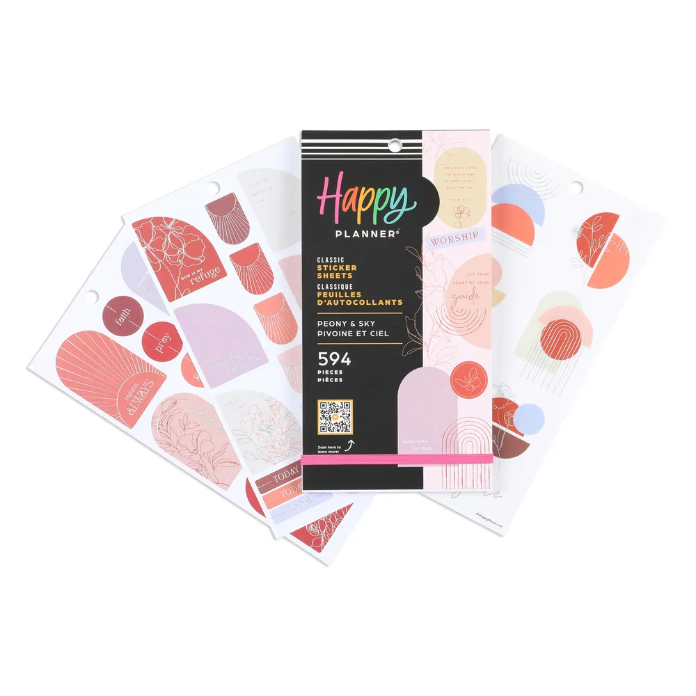 Happy Planner Peony & Sky carnet stickers 594