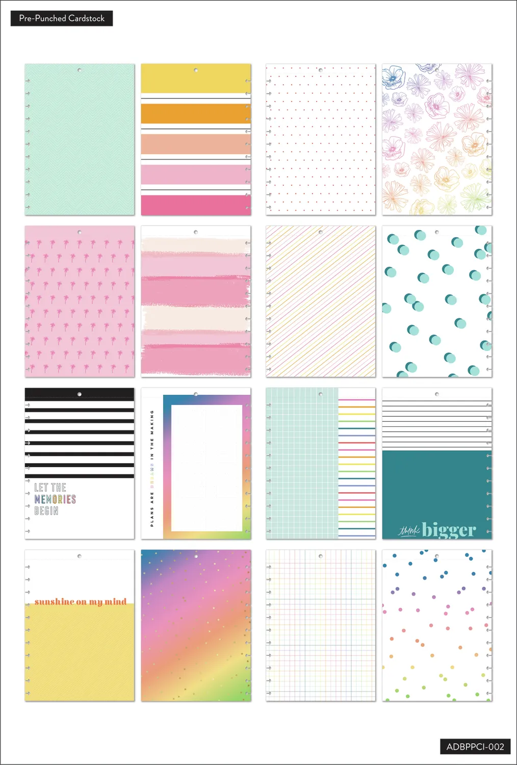 Happy Planner Brights Photo Pages Big 24 feuilles scrapbooking couleur