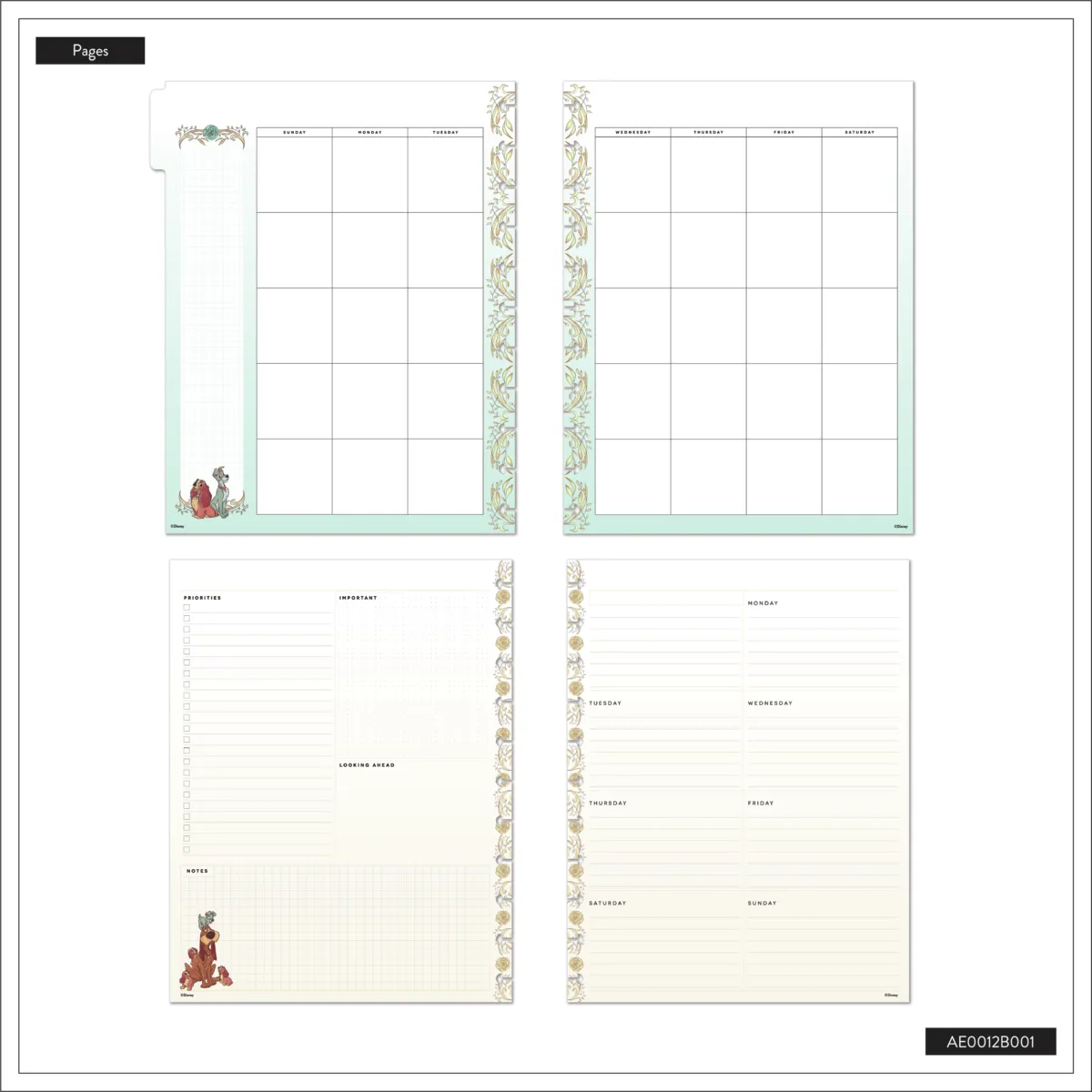 Happy Planner Disney Lady Tramp extension planner Big 4 mois