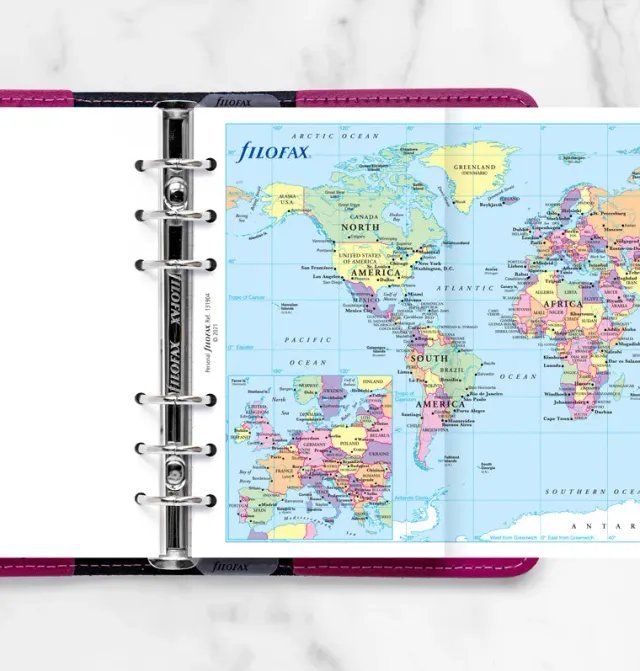 Filofax Classic carte monde Personal pour organiseur