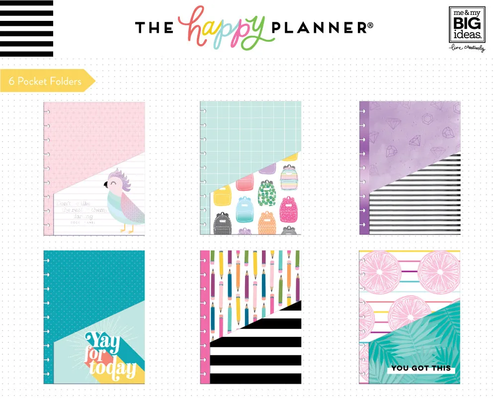Happy Planner Yay For Today pochettes Classic lot 6 étudiant