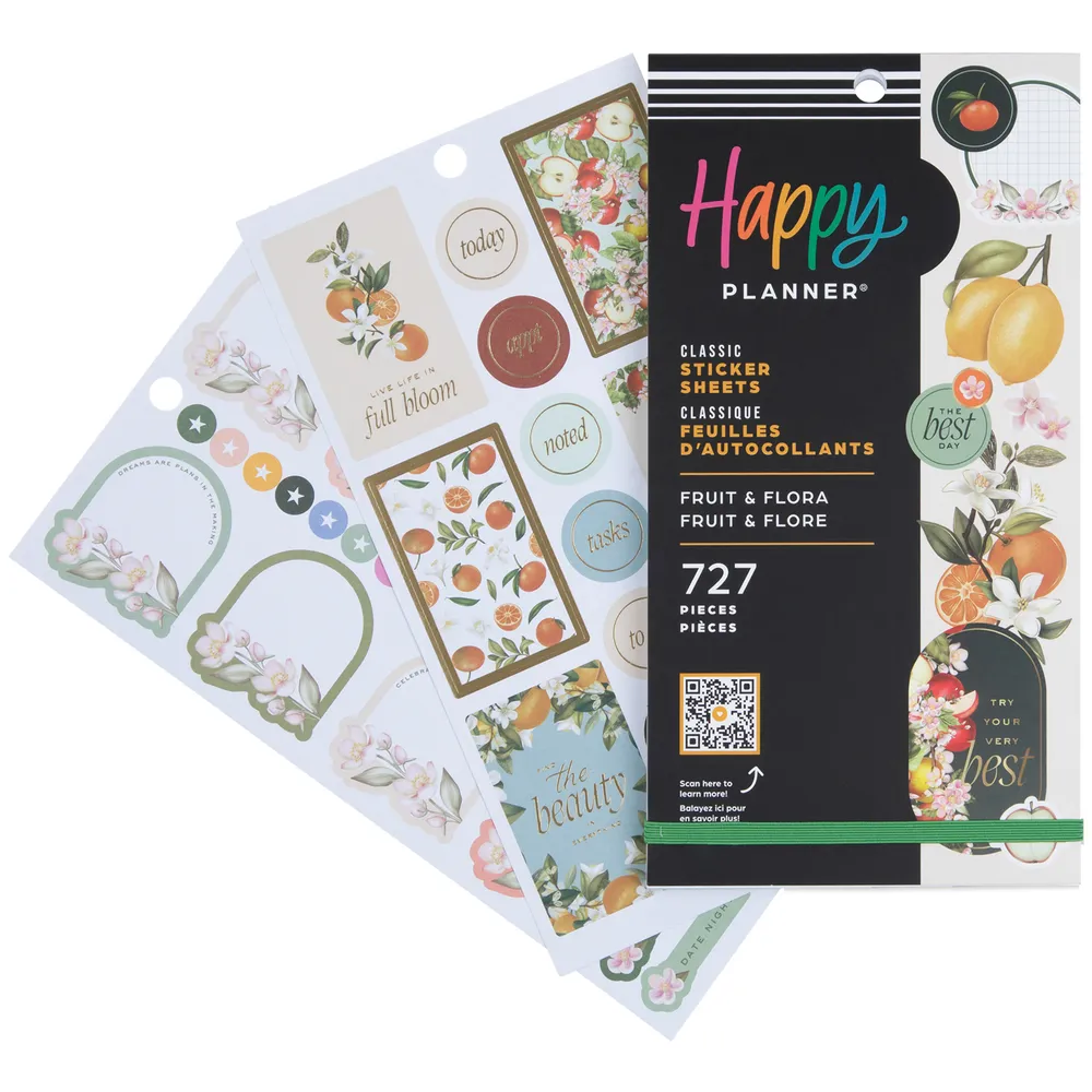 Happy Planner Fruit & Flora stickers 30 planches floral