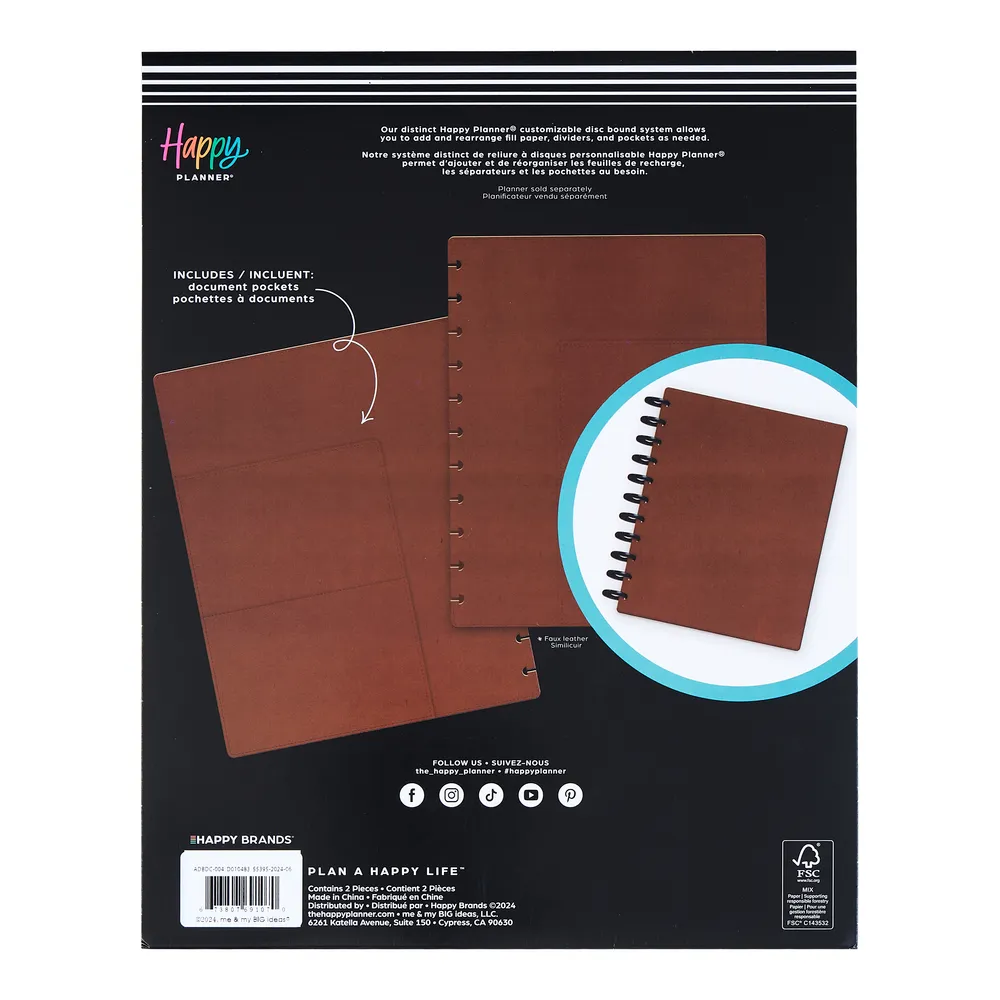 Happy Planner Camel Deluxe couverture snap-in Big simili cuir