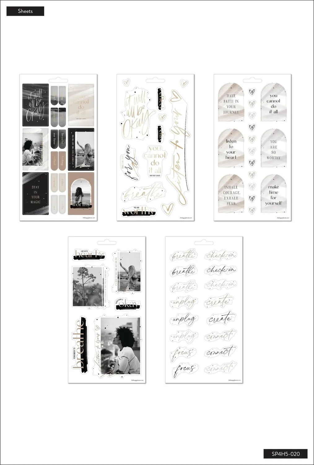 Happy Planner Listen to Your Heart stickers 5 feuilles