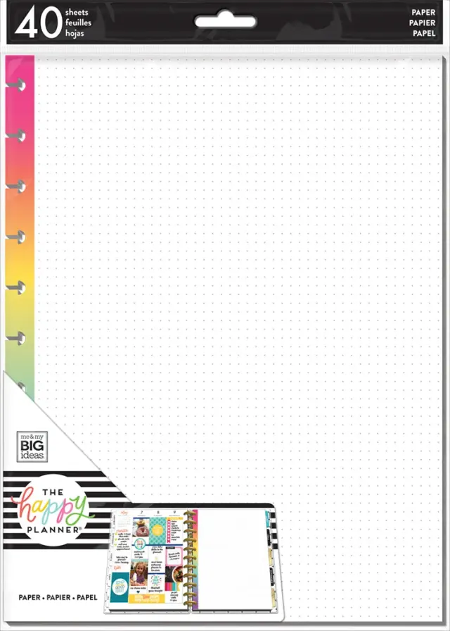 Happy Planner Rainbow papier pointillé Big 40 feuilles