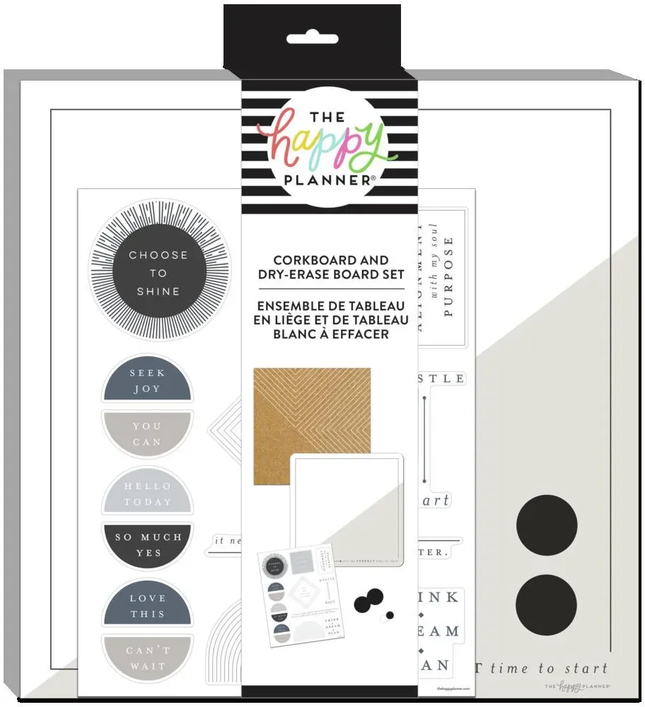 Happy Planner Align tableau blanc et liège 35 cm lot de 2