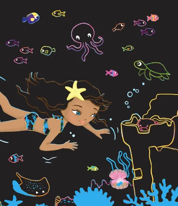 Minimiki Mohea à Tahiti pochette cartes à gratter 5 cartes + coloriages