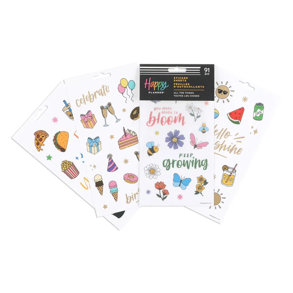 Happy Planner All the Things Icons stickers 5 feuilles 91 pièces