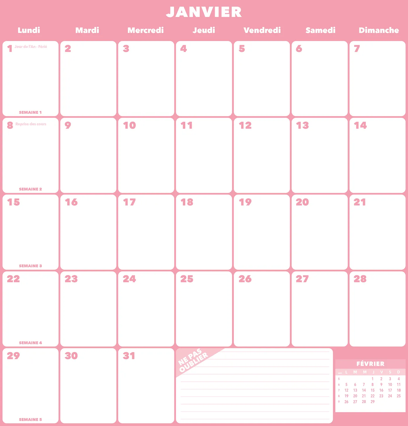 Frigobloc Mensuel calendrier familial 2024 Art déco